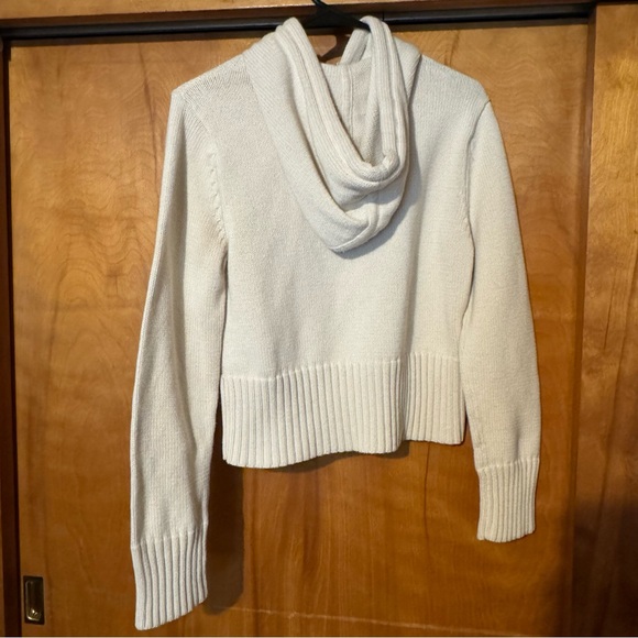 Vintage Polo Jeans Co. Ralph Lauren Sweater Hoodie Logo Y2K Crop Cream - Picture 4 of 5